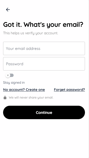 Log in to Qupidr (mobile)