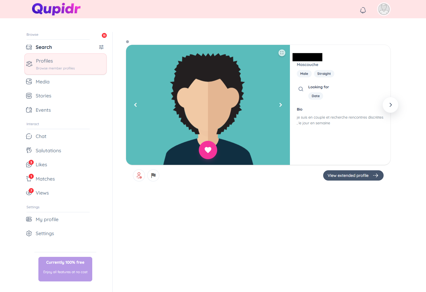 Main profiles view